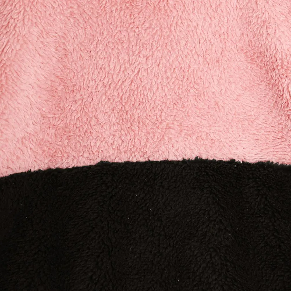 Girls Autumn Hooded Sweater Color-block Cute Plush Coat Wholesale Girls Clothes