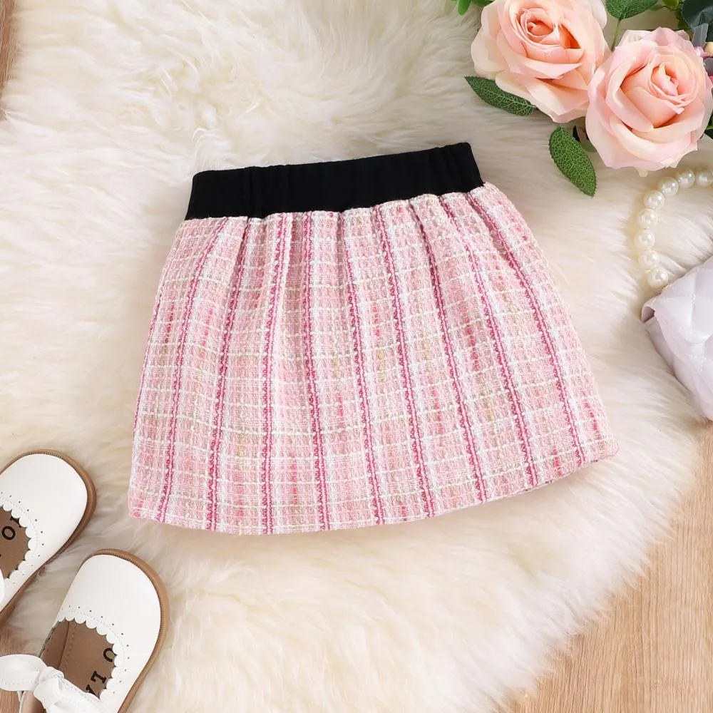 Girls Autumn Sweet Little Fragrant Tops and Skirts Two-piece Set Wholesale Girls Clothes
