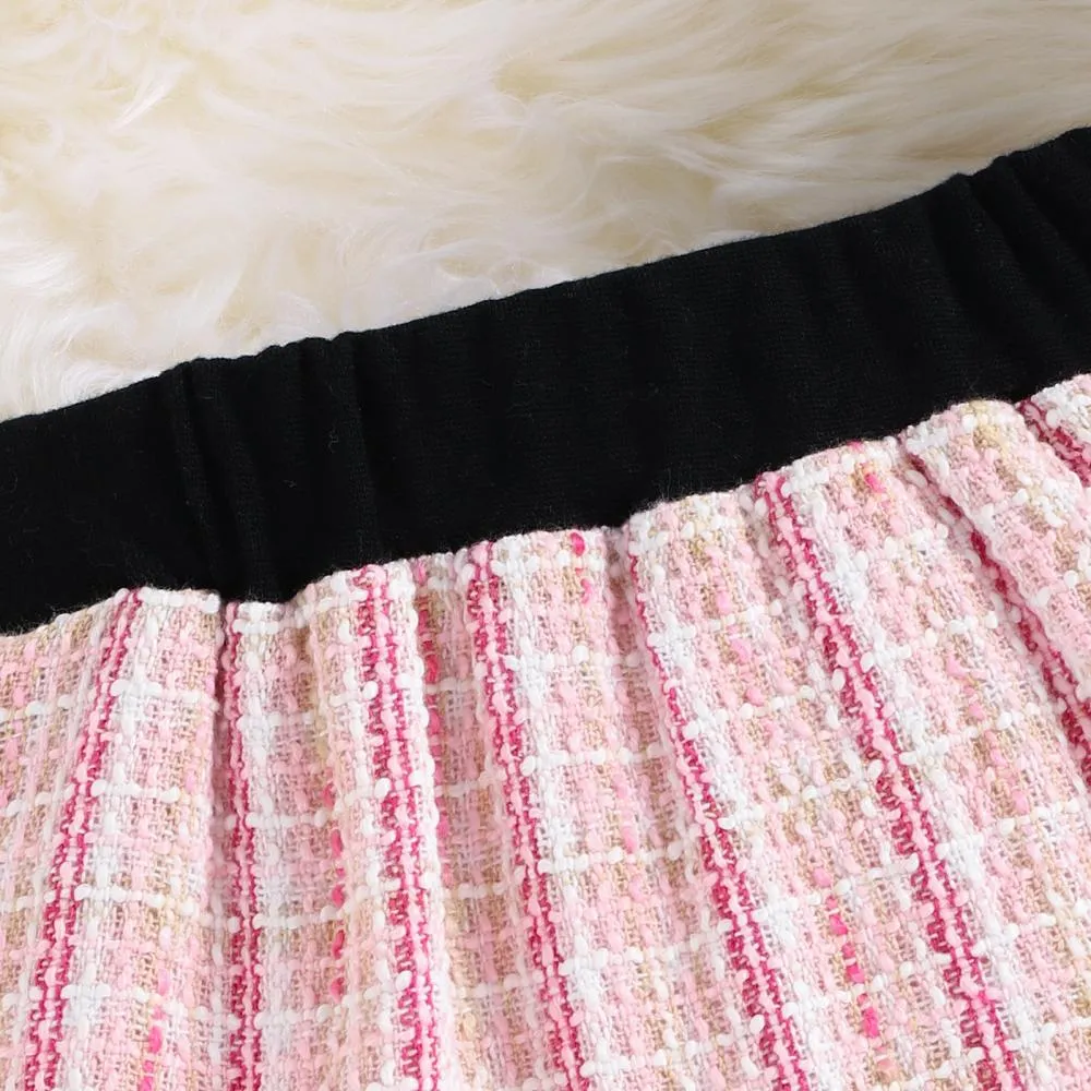 Girls Autumn Sweet Little Fragrant Tops and Skirts Two-piece Set Wholesale Girls Clothes