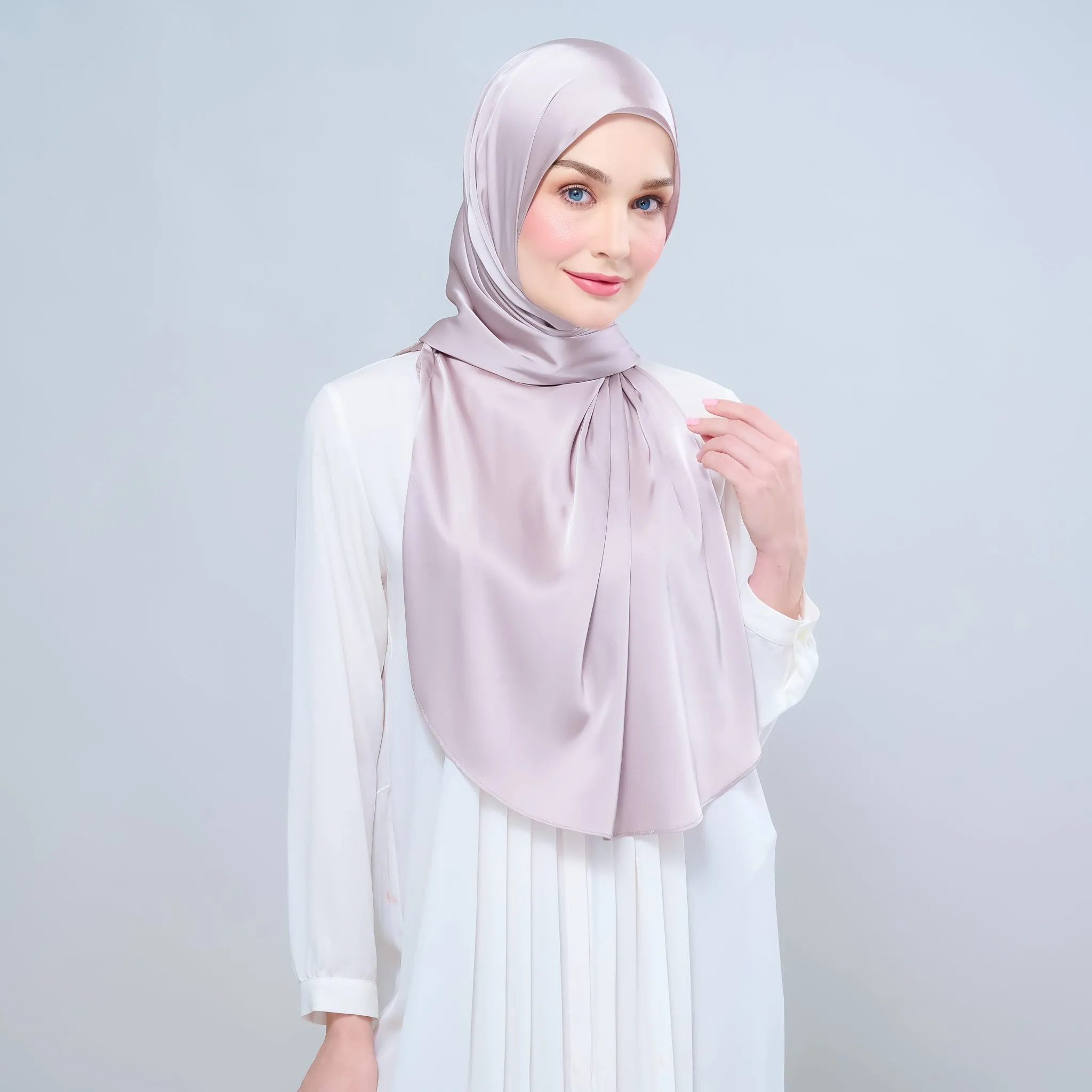 Instant Tag n' Go Shawl  | Satin Silk in Cool Taupe