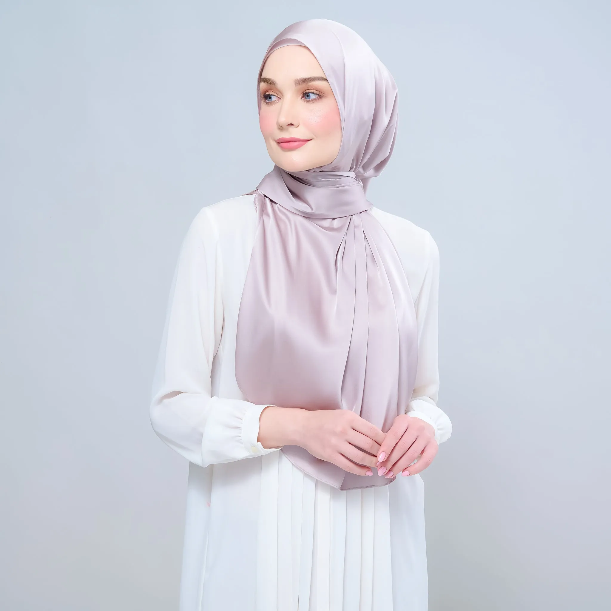 Instant Tag n' Go Shawl  | Satin Silk in Cool Taupe