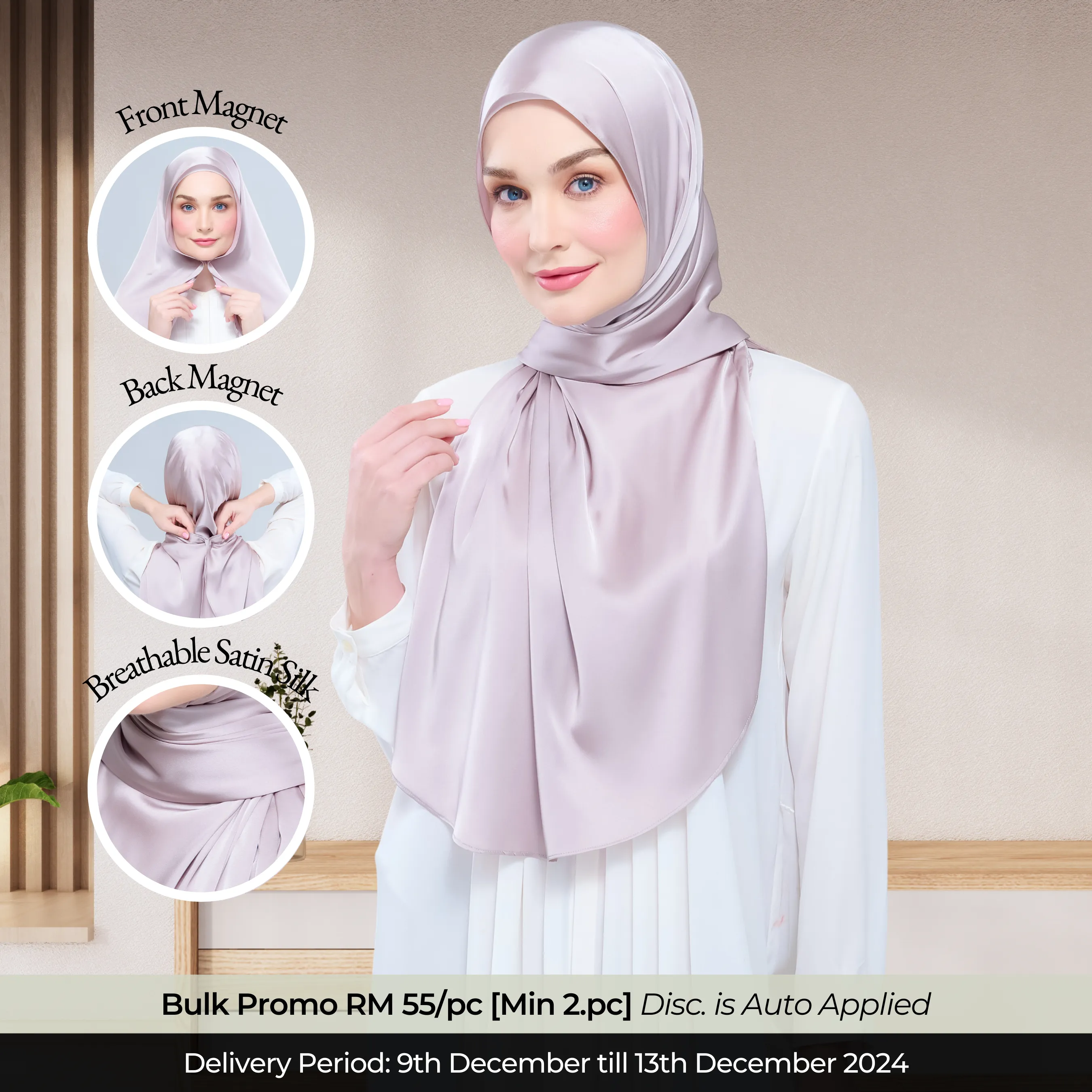 Instant Tag n' Go Shawl  | Satin Silk in Cool Taupe
