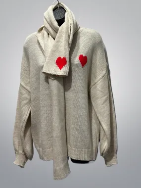 Italian Heart Sweater With Matching Neck Scarf