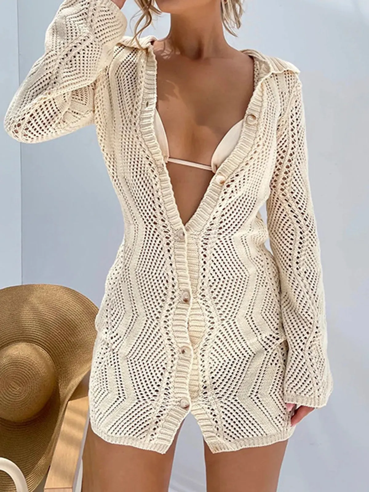 Jacquard Cardigan Graceful Short Sweater Dress