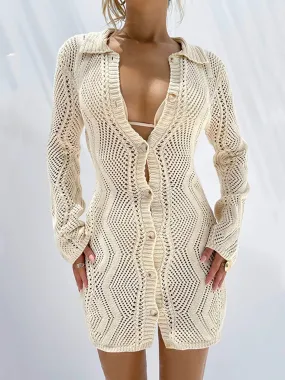 Jacquard Cardigan Graceful Short Sweater Dress