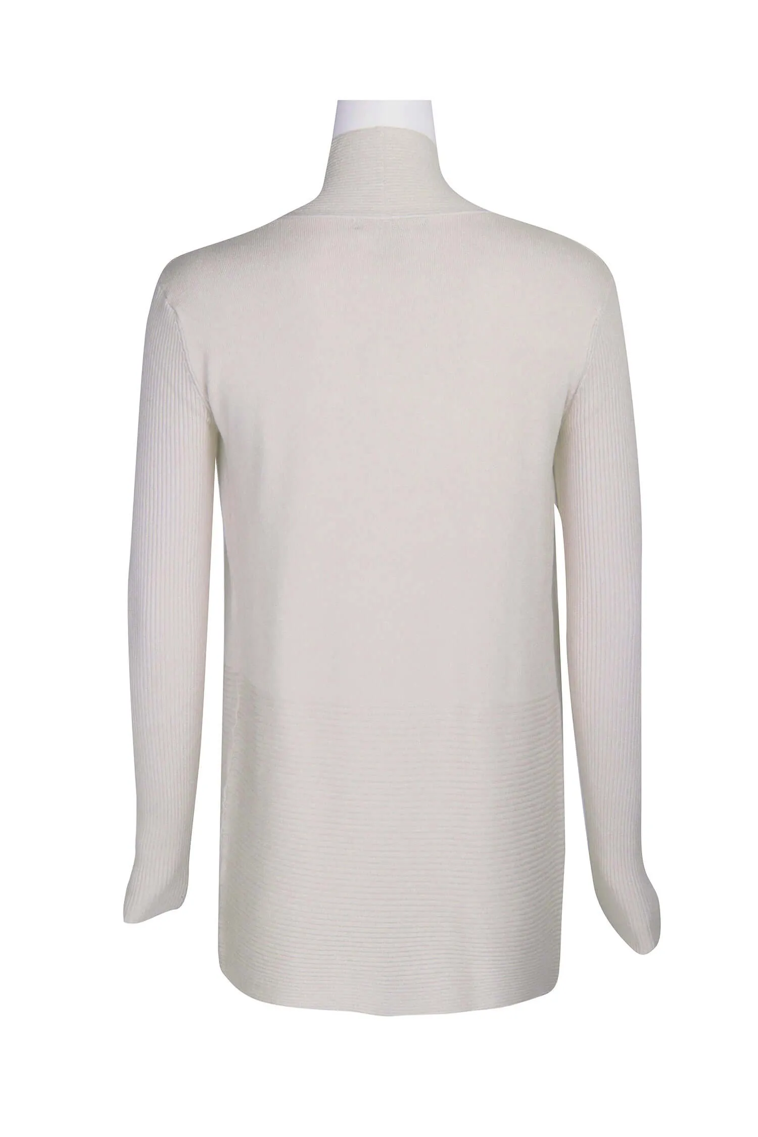 Joan Vass NY Open Front long Sleeve SharkBite Rib Detail Cardigan