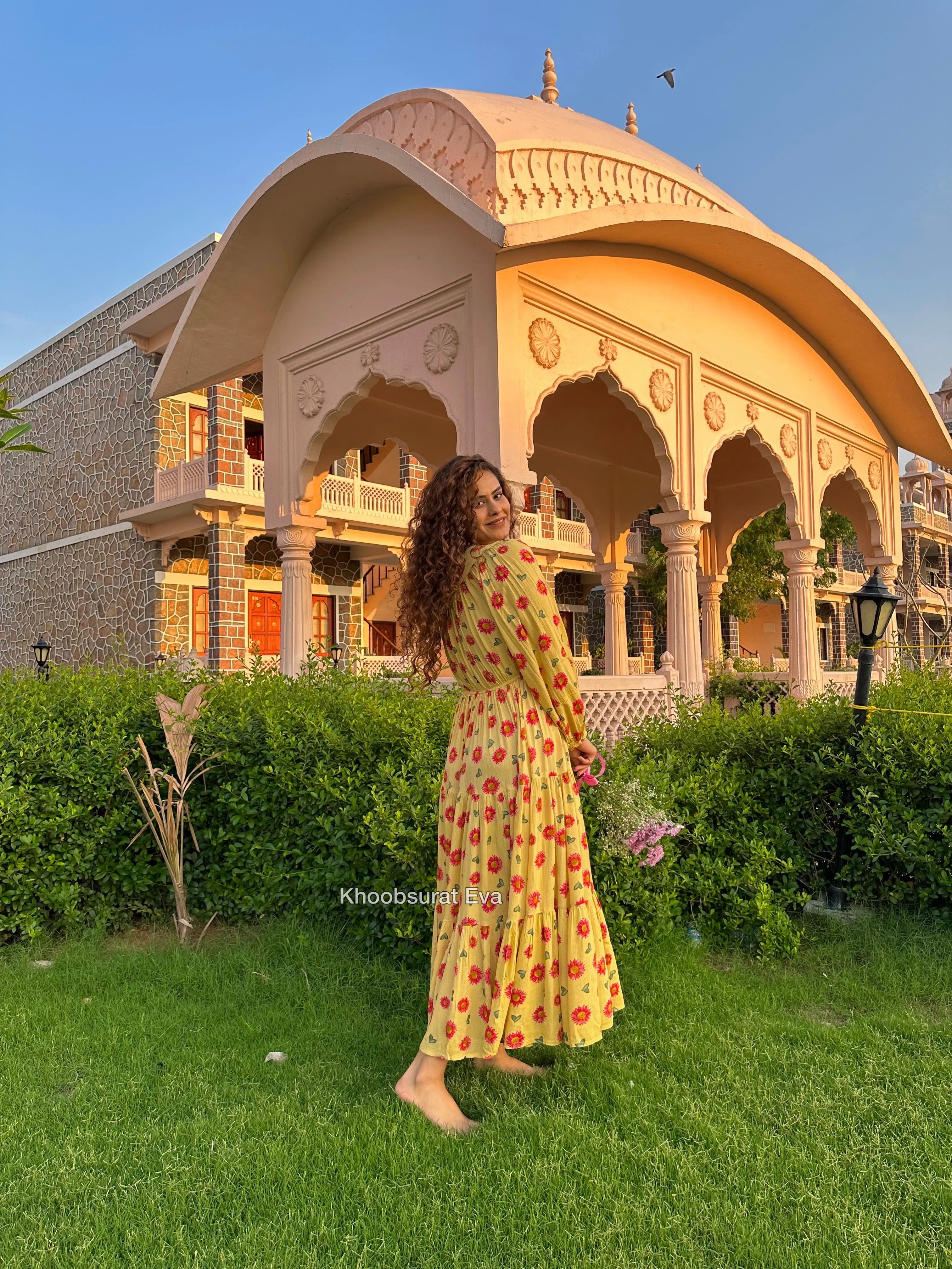 LILY YELLOW RUFFLE MIDI DRESS