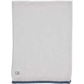 Merino Knitted Lightweight Baby Blanket - Pearl Grey & Denim