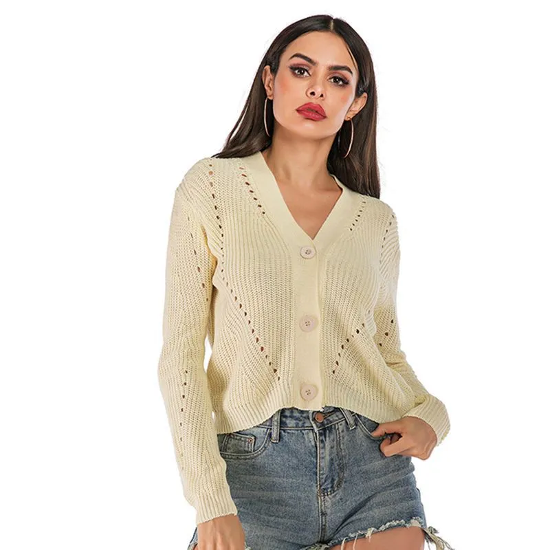 METAVERSMALL New  Europe, America, Autumn and Winter Hot Trade New Hollow Cardigan Lazy Wind Women's Sweater Women's Wear Knitted Sweater