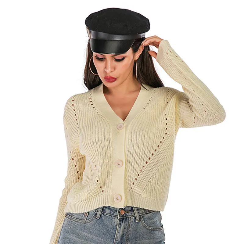 METAVERSMALL New  Europe, America, Autumn and Winter Hot Trade New Hollow Cardigan Lazy Wind Women's Sweater Women's Wear Knitted Sweater