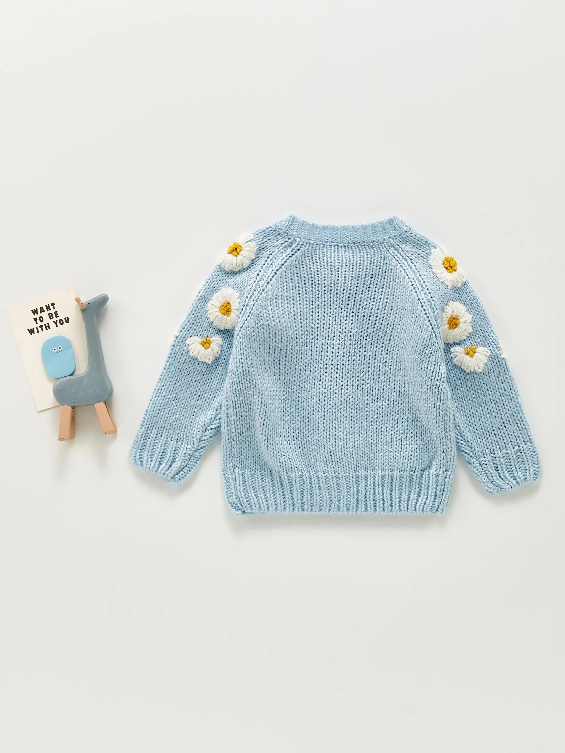 Newborn Baby Girls Knit Cardigan Sweater, Infant Button Down Sweater, Daisy Print Top Baby Clothes