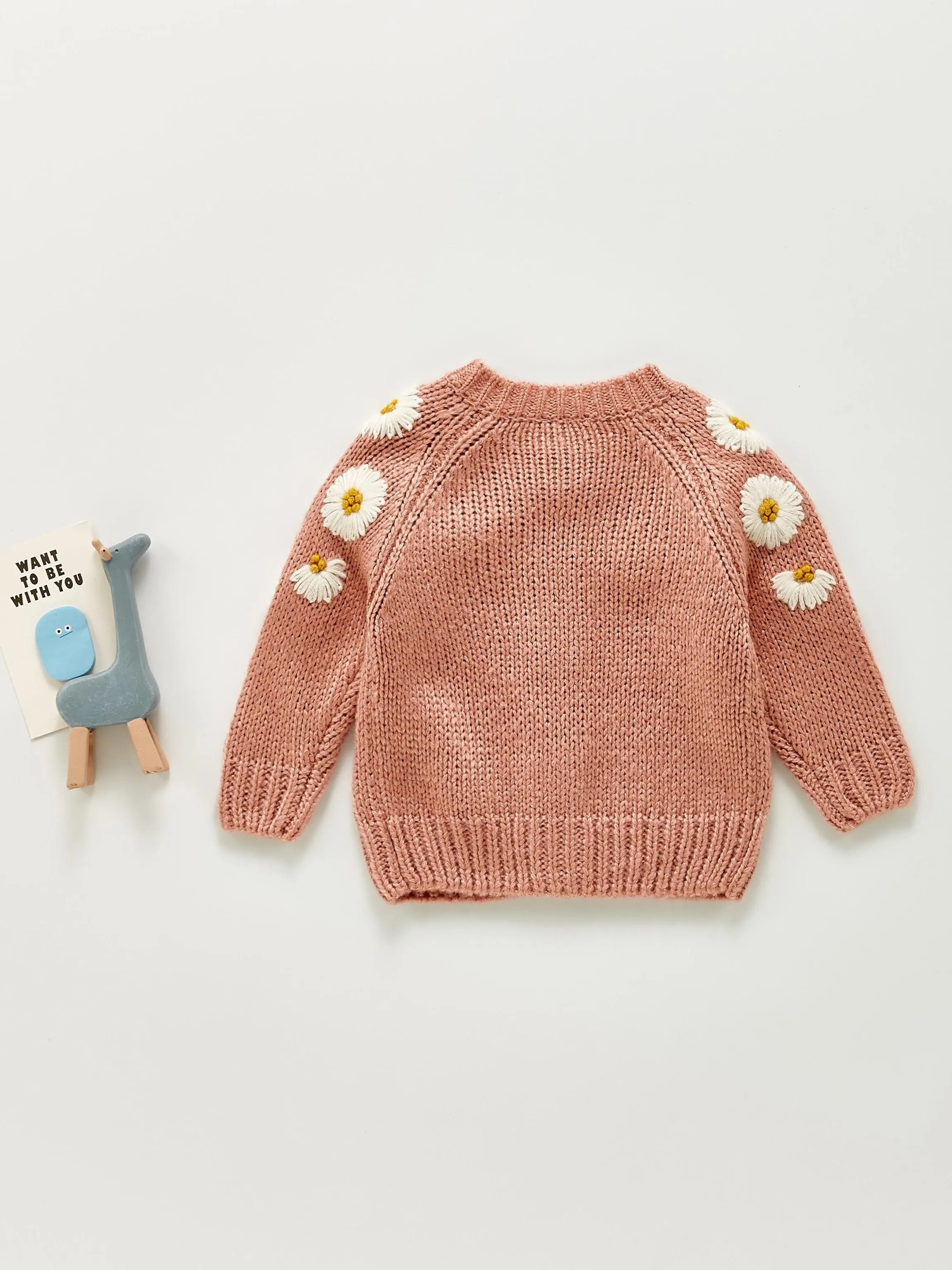 Newborn Baby Girls Knit Cardigan Sweater, Infant Button Down Sweater, Daisy Print Top Baby Clothes