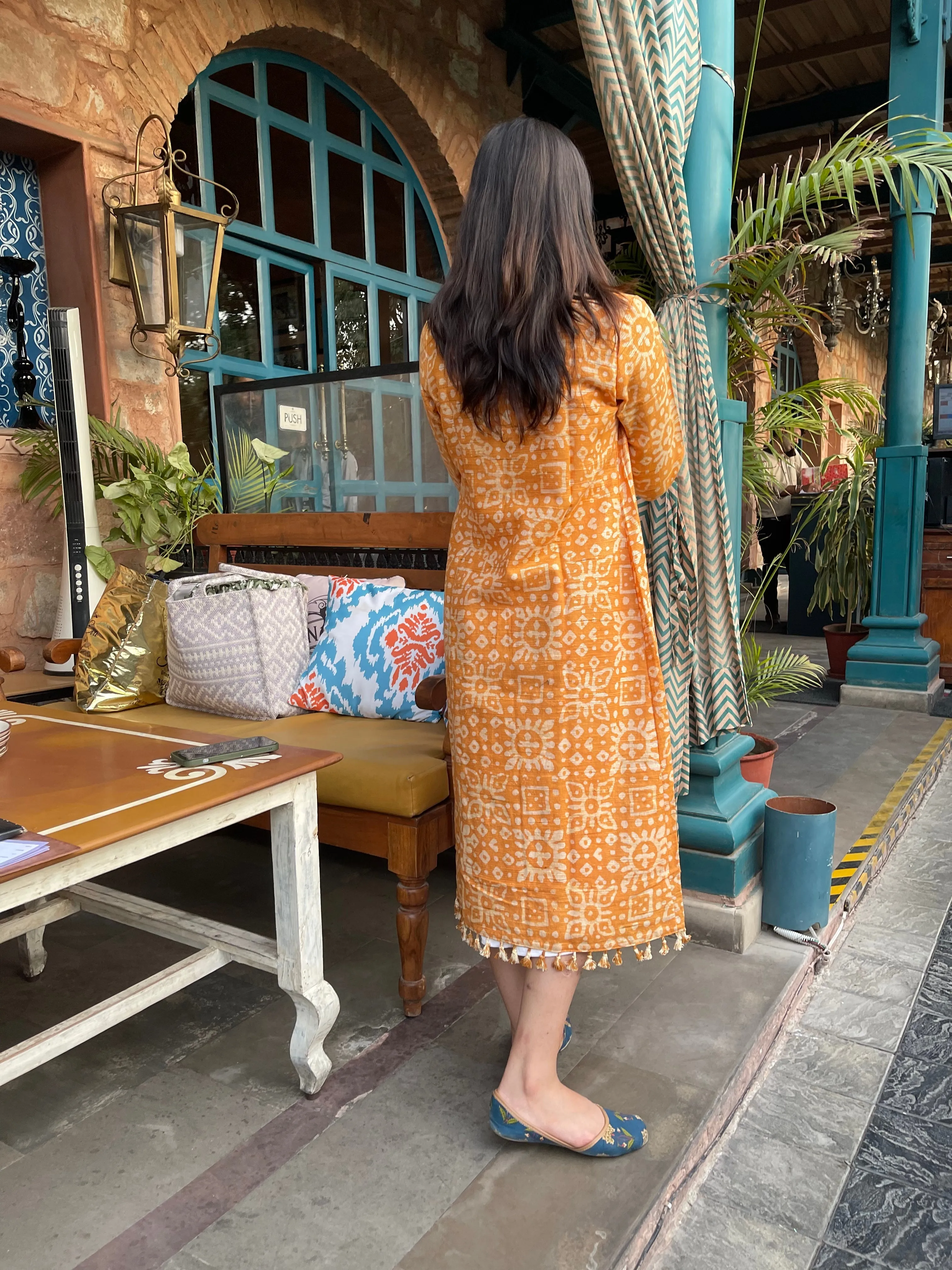 Orange And White Maxi Dress Jacket