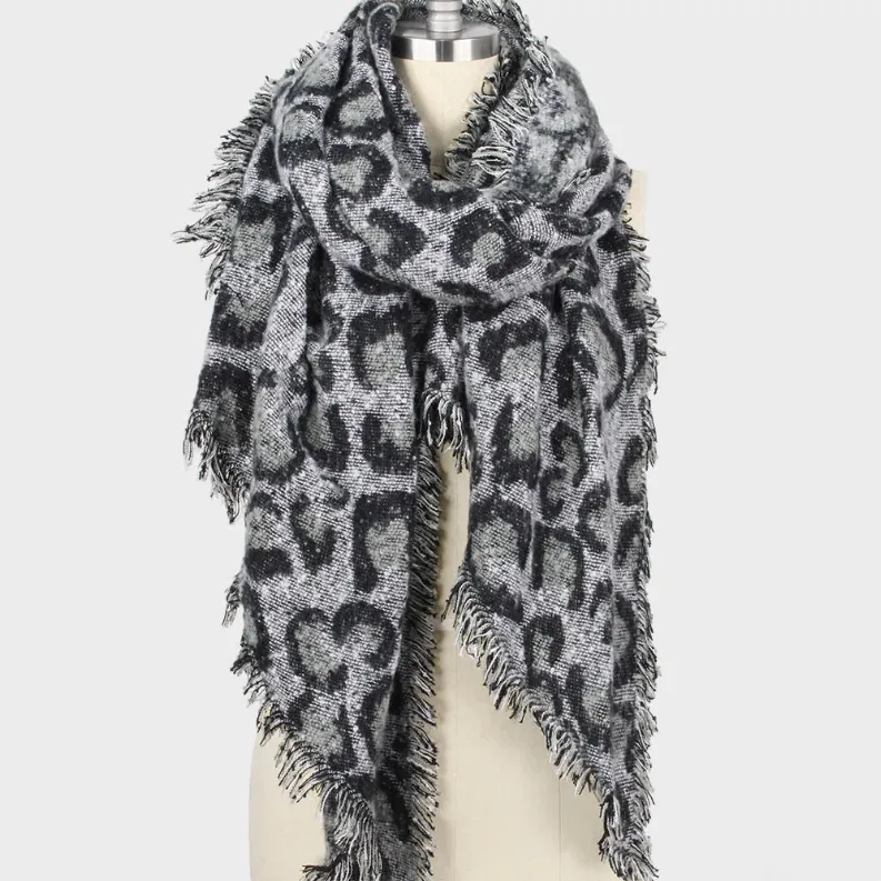Oversized Leopard Knit Scarf
