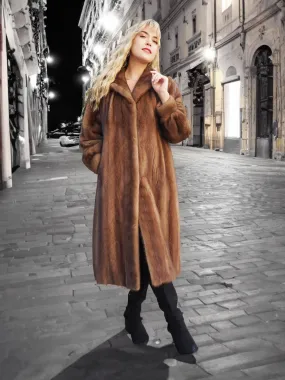 Pastel Autumn Haze Brown Mink Fur Coat Coats L