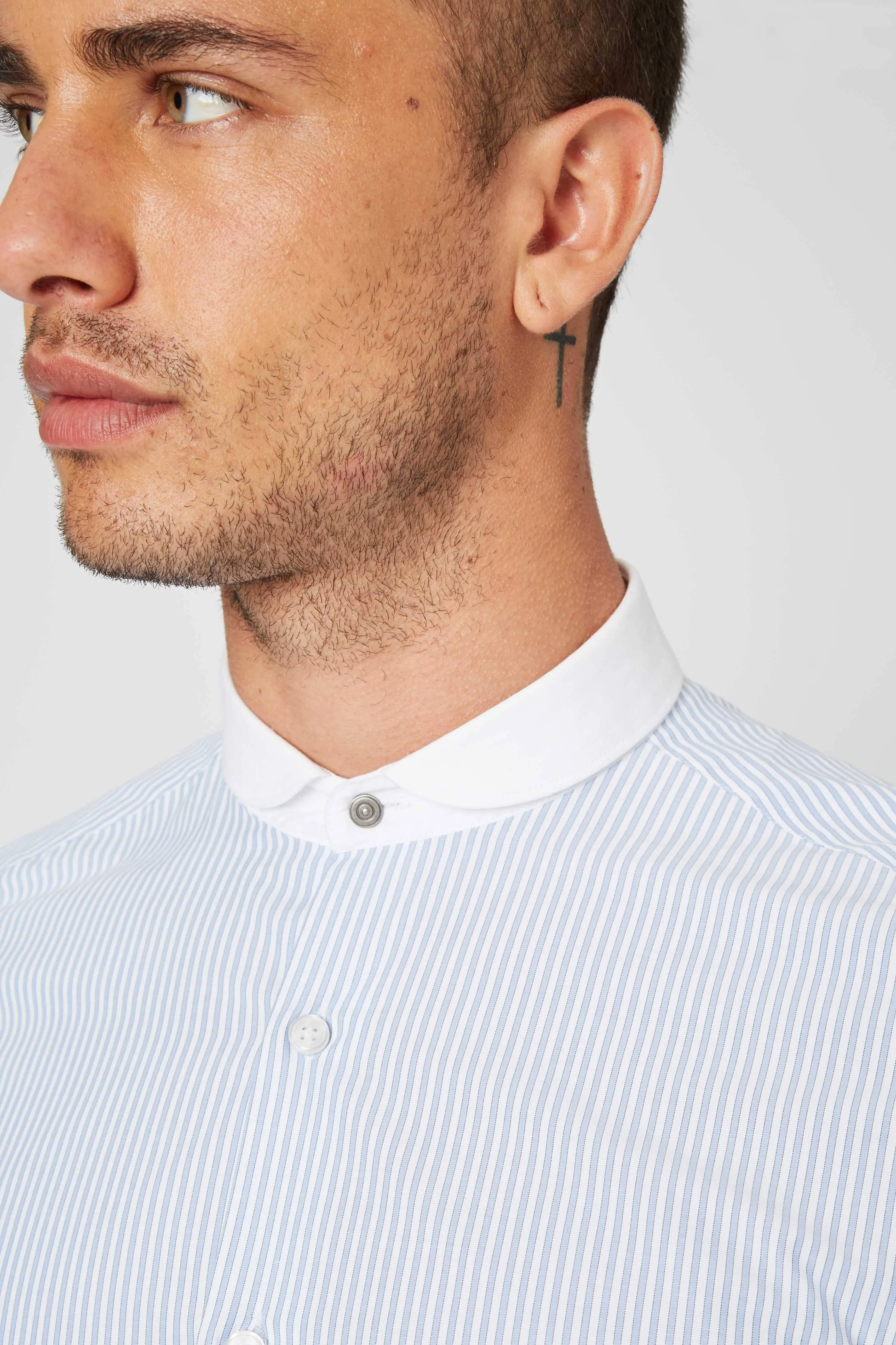 Portland Slim Fit Blue Stripe Cotton Shirt - ARCHIVE