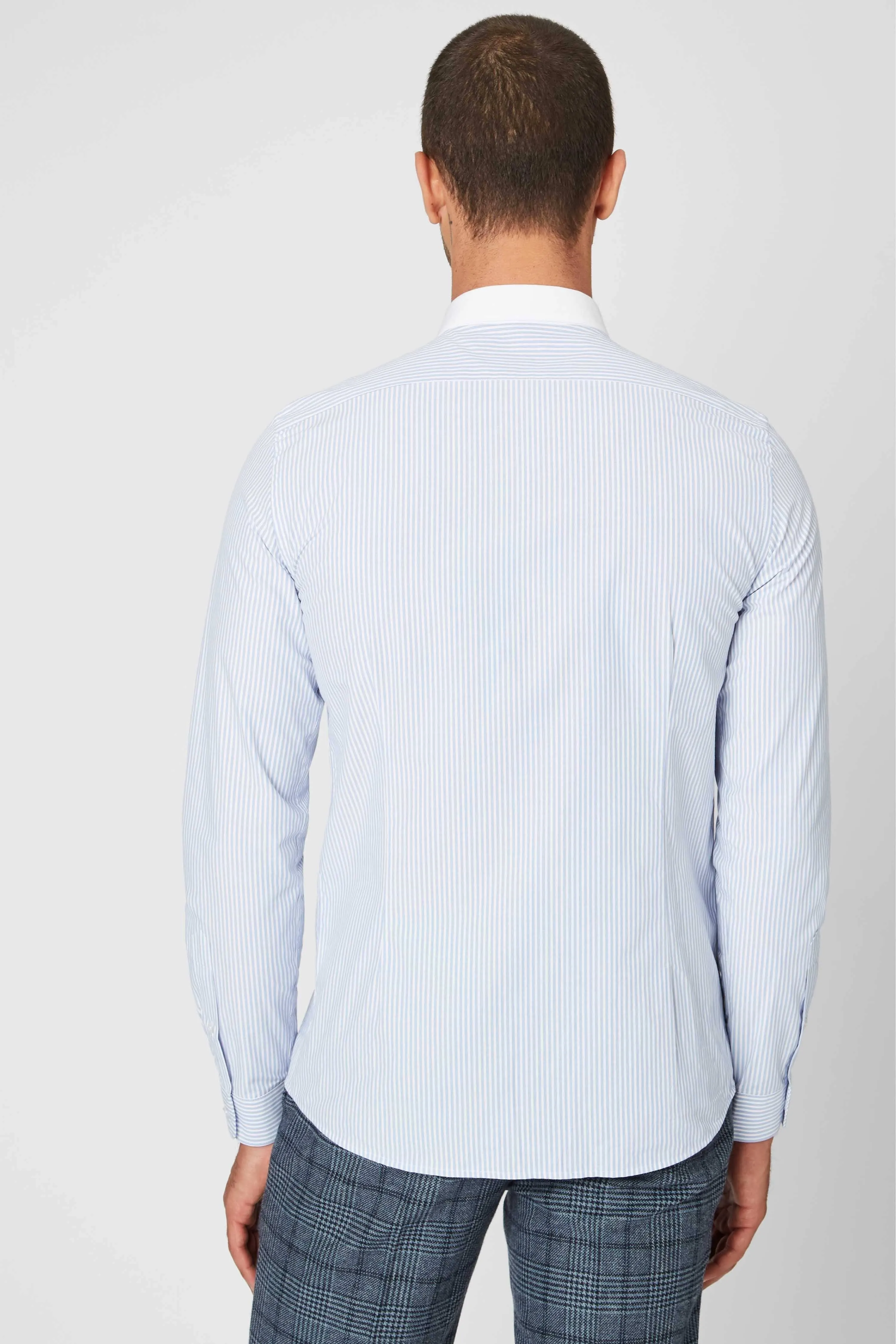 Portland Slim Fit Blue Stripe Cotton Shirt - ARCHIVE