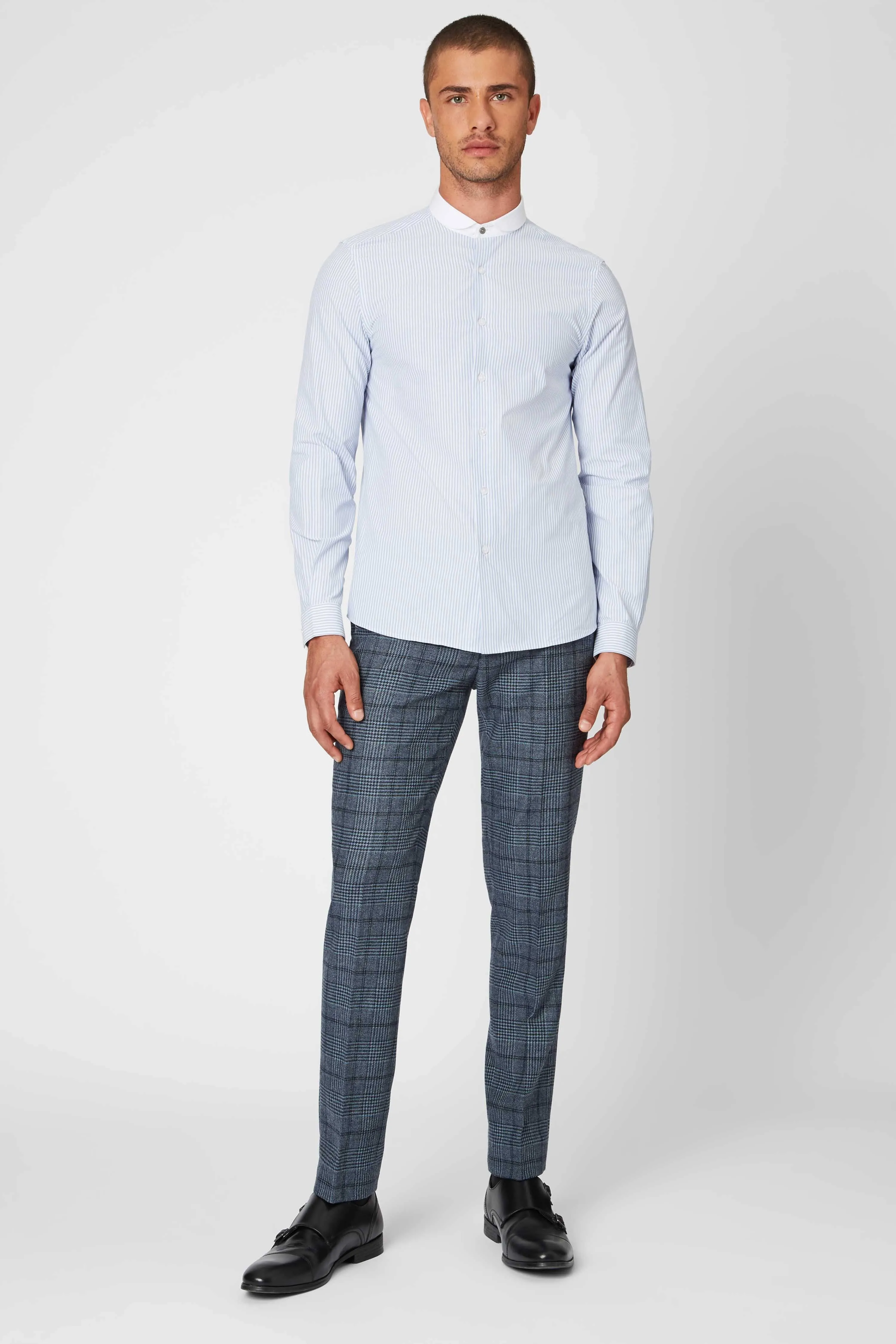 Portland Slim Fit Blue Stripe Cotton Shirt - ARCHIVE