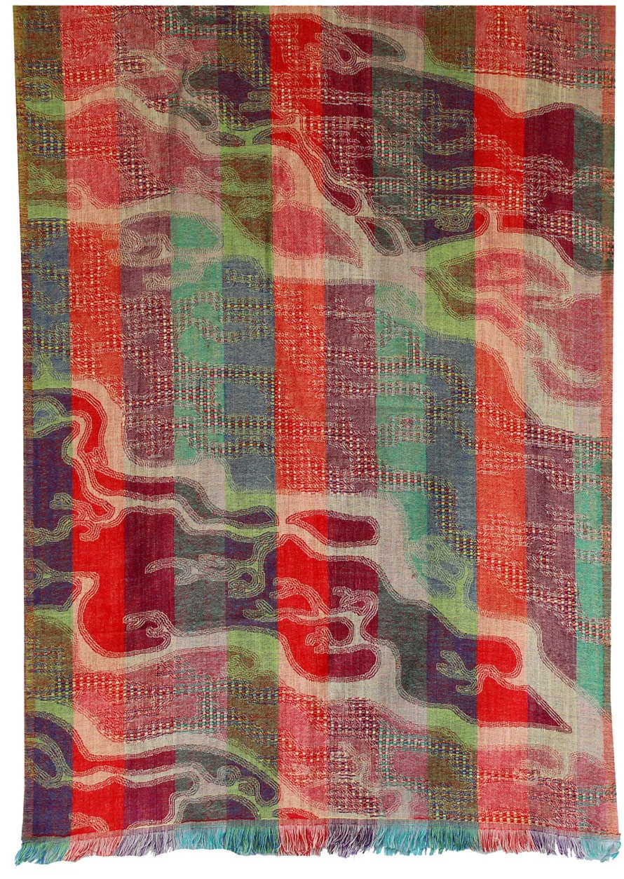 Pure Wool Jamawar Shawl Scarves Womens Indian Clothing (76 x 28 inches)