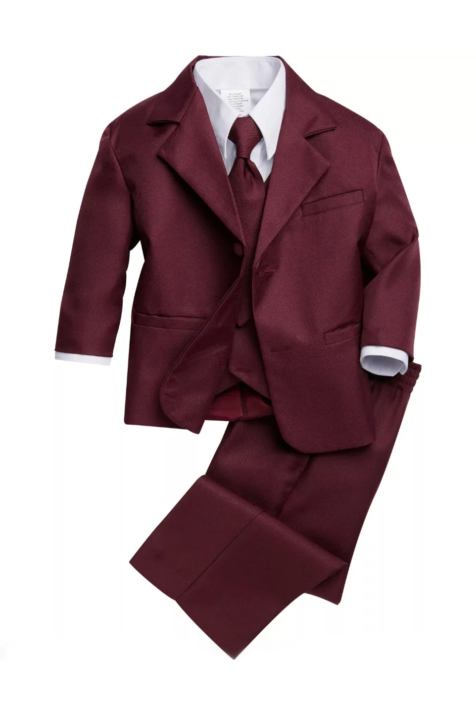 "Joey" Kids Burgundy Suit (5-Piece Set)
