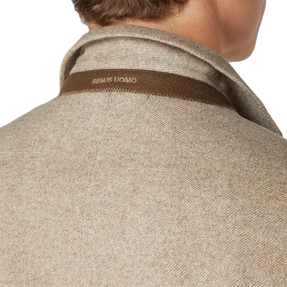 Remus Uomo Slim Fit Wool-Rich Overcoat - Taupe