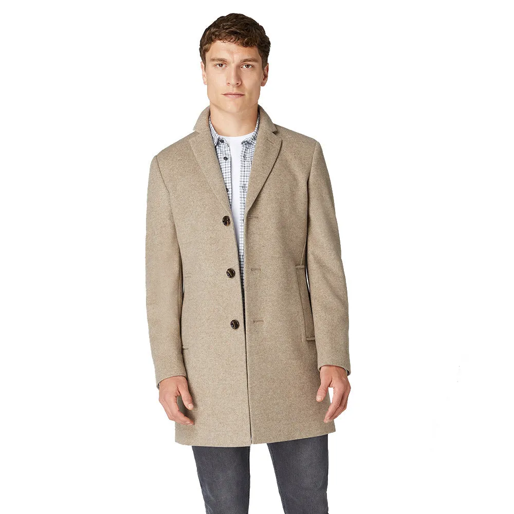 Remus Uomo Slim Fit Wool-Rich Overcoat - Taupe