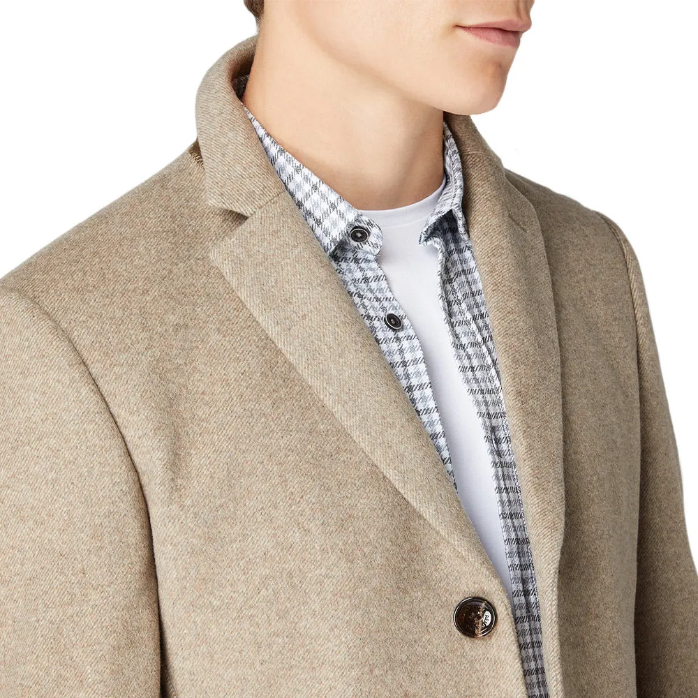 Remus Uomo Slim Fit Wool-Rich Overcoat - Taupe