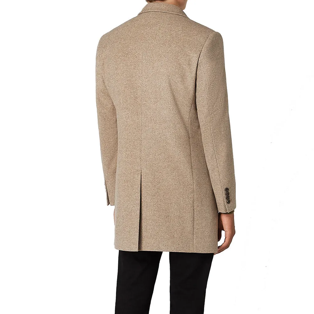 Remus Uomo Slim Fit Wool-Rich Overcoat - Taupe