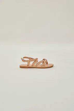 Roma Pleated Sandals in Beige