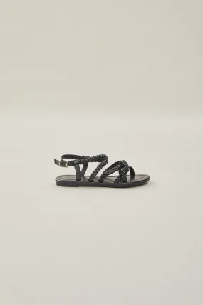 Roma Pleated Sandals in Black