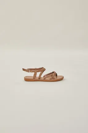 Roma Pleated Sandals in Khaki