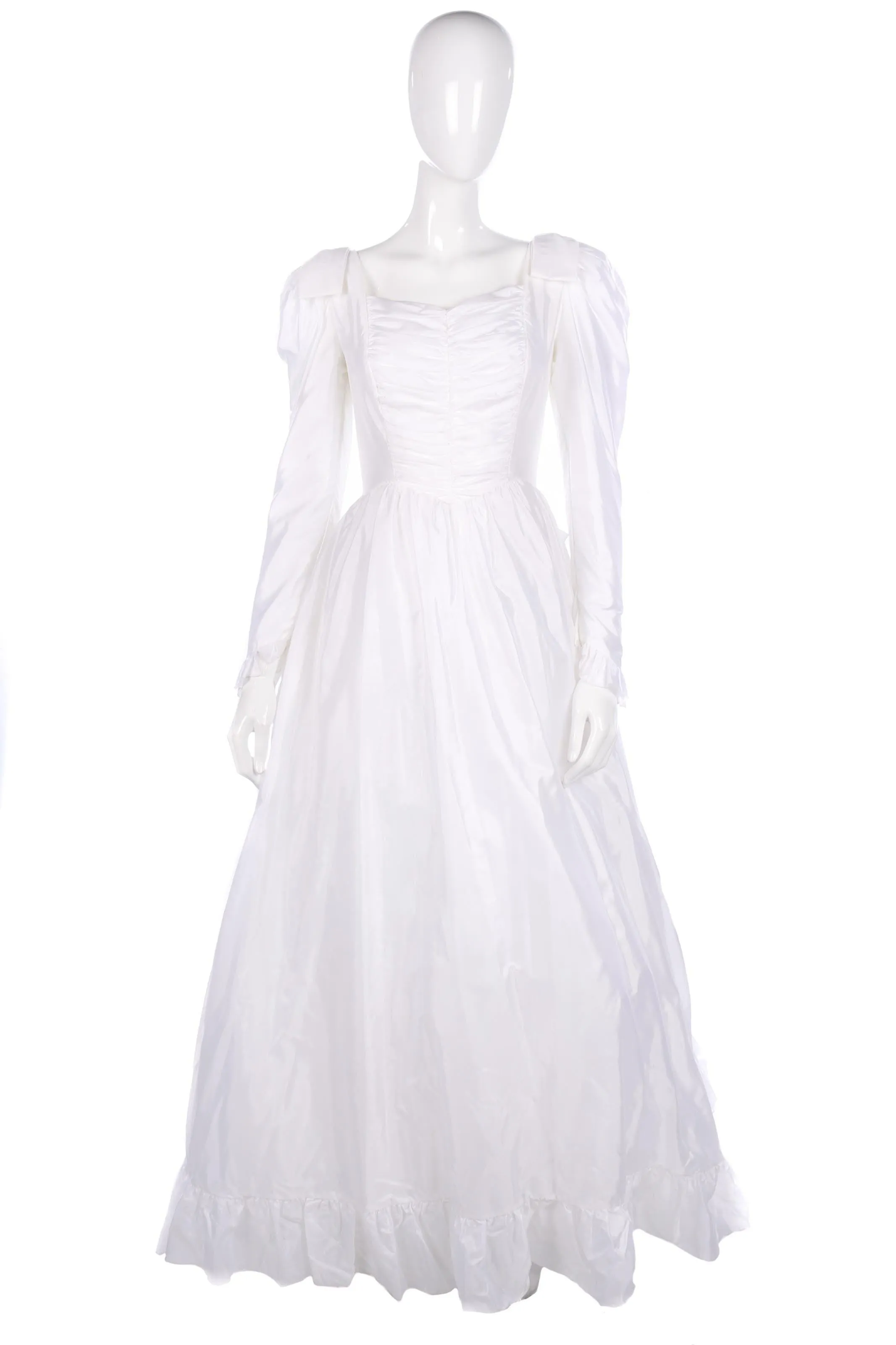 Ronald Joyce white wedding dress with ruffle train