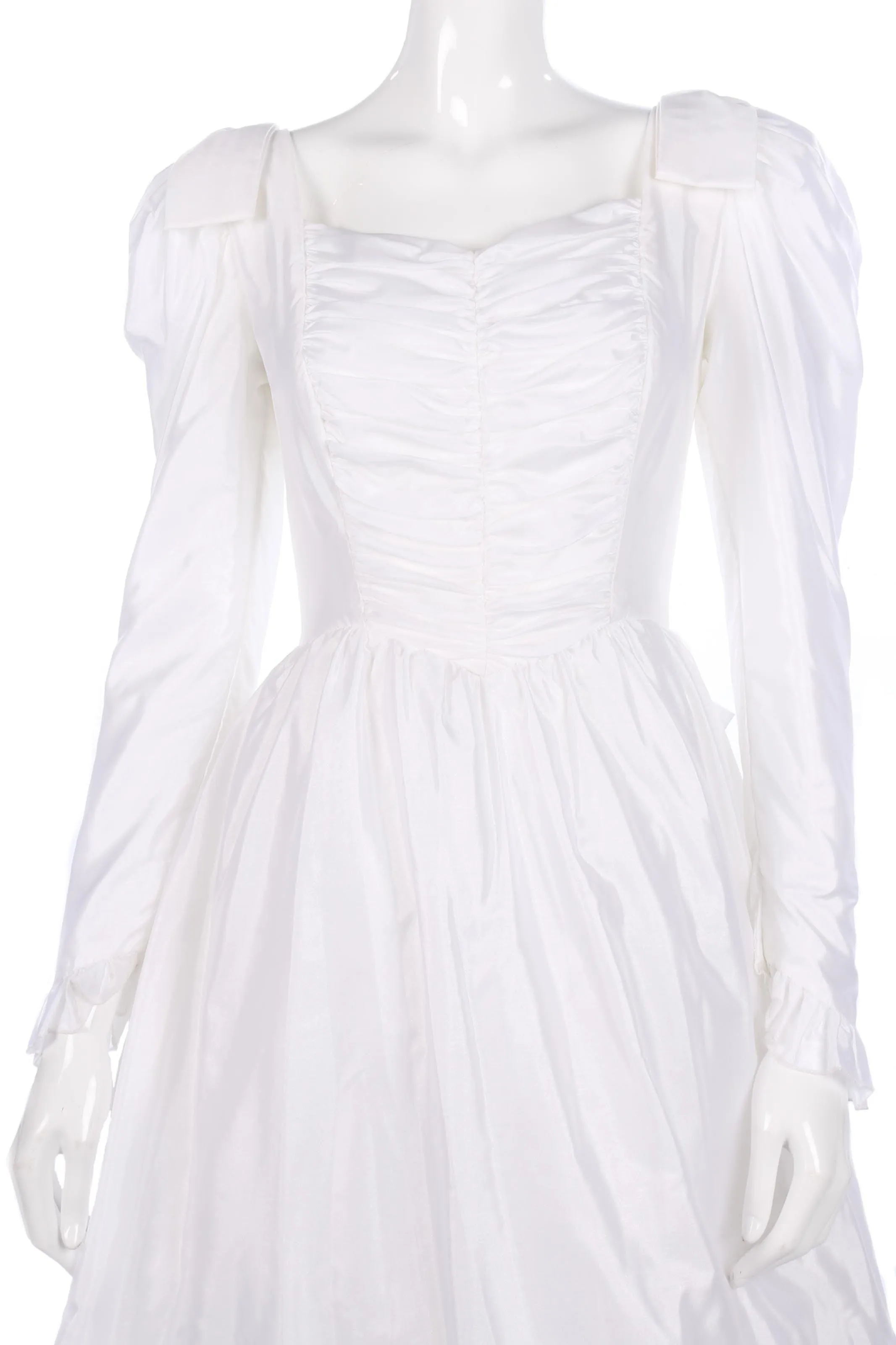 Ronald Joyce white wedding dress with ruffle train