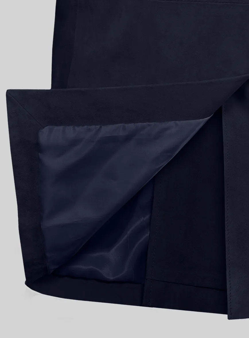 Royal Blue Suede Leather Pea Coat