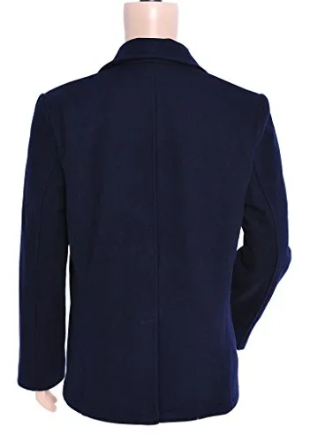 Seibertron Manteau de Laine Type US Navy 80% Laine Peacoat USN Pea Manteau - Caban - Manches Longues - Homme (XXXL, Blue)