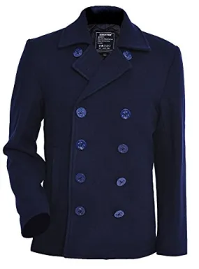 Seibertron Manteau de Laine Type US Navy 80% Laine Peacoat USN Pea Manteau - Caban - Manches Longues - Homme (XXXL, Blue)