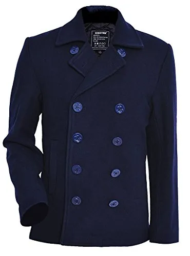 Seibertron Manteau de Laine Type US Navy 80% Laine Peacoat USN Pea Manteau - Caban - Manches Longues - Homme (XXXL, Blue)