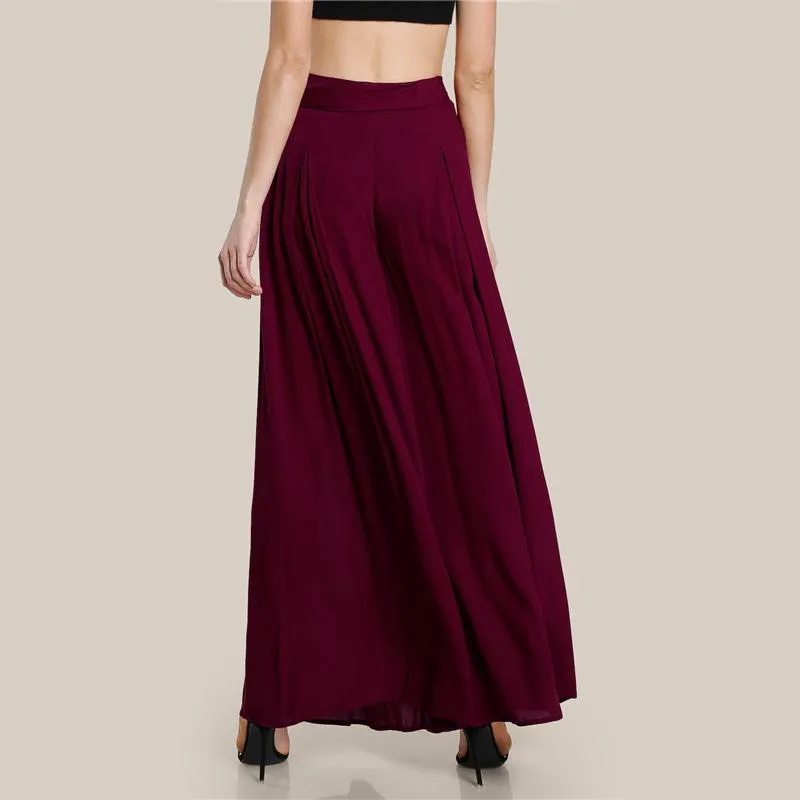 Self Tie Fold Pleated Palazzo Pants