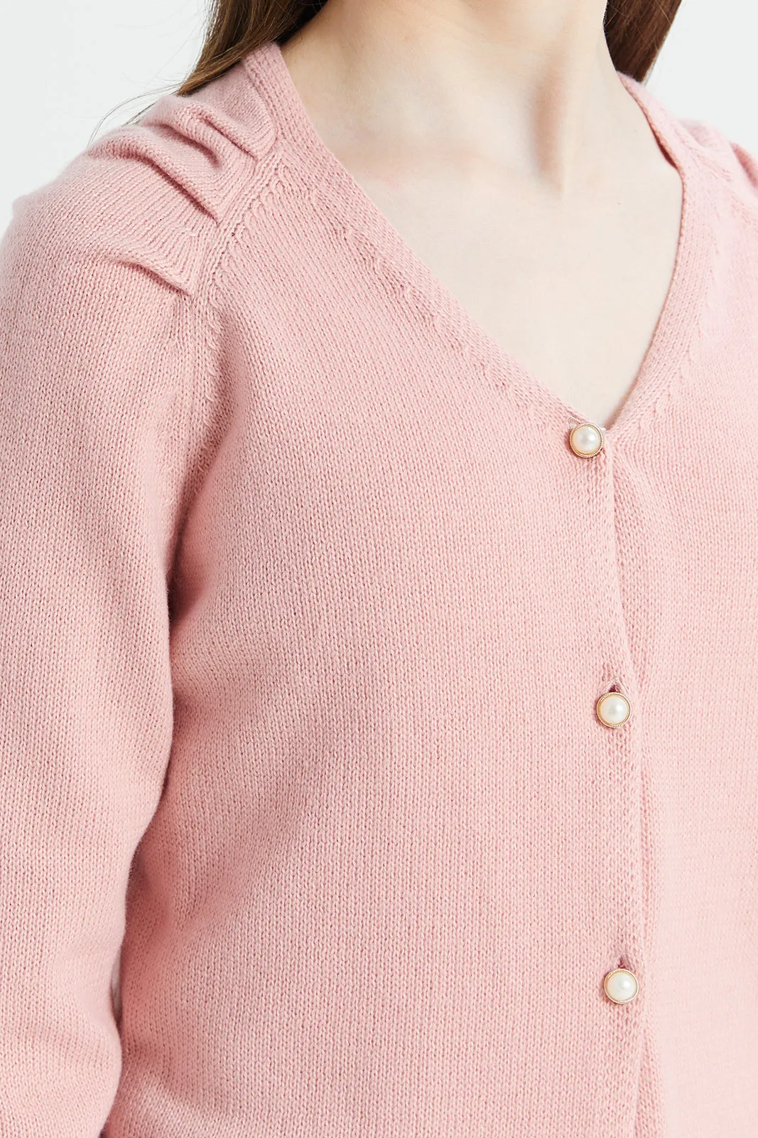 Senior Girls Pink Long-Sleeved Sweater
