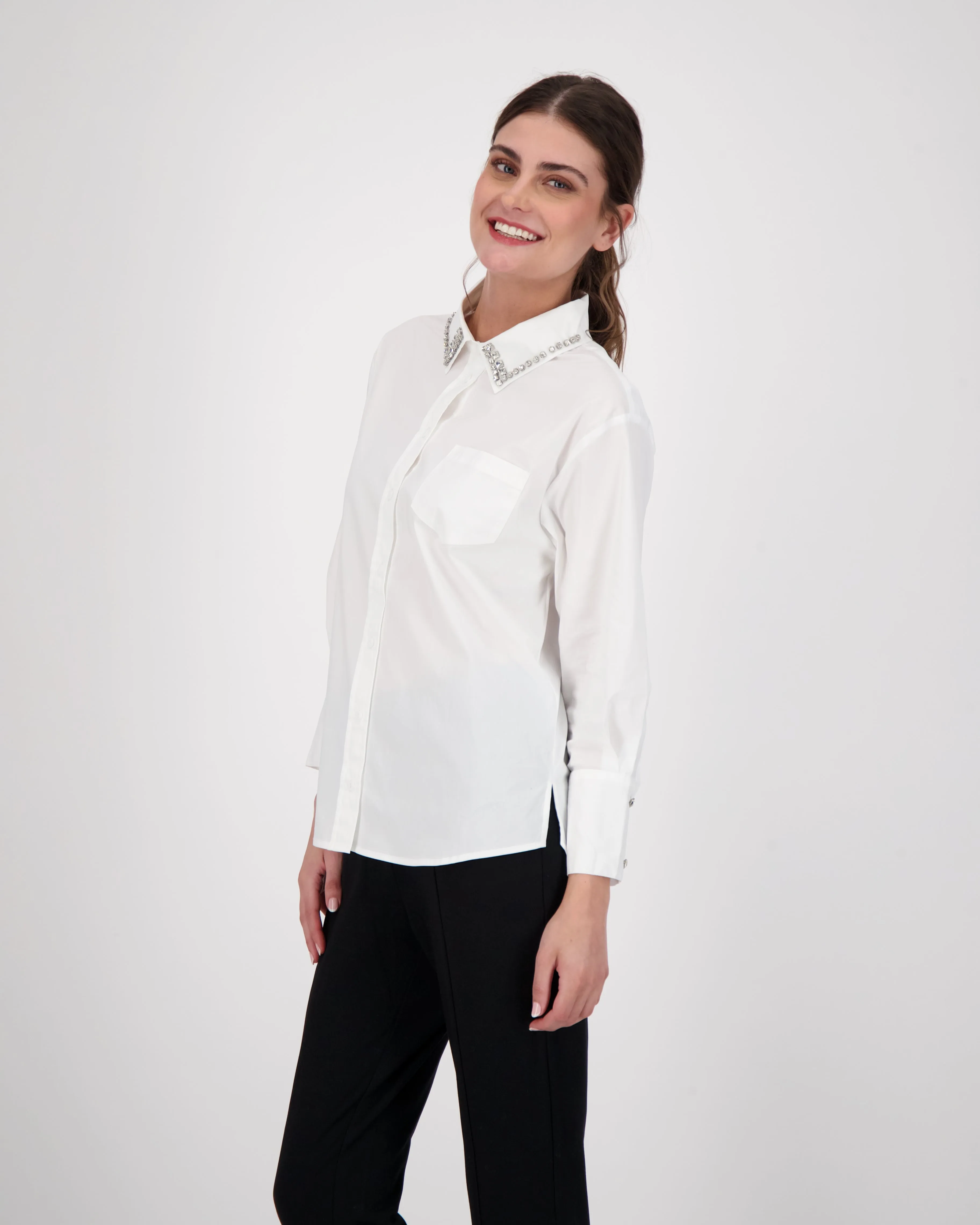 Shirt With Jewelled Collar