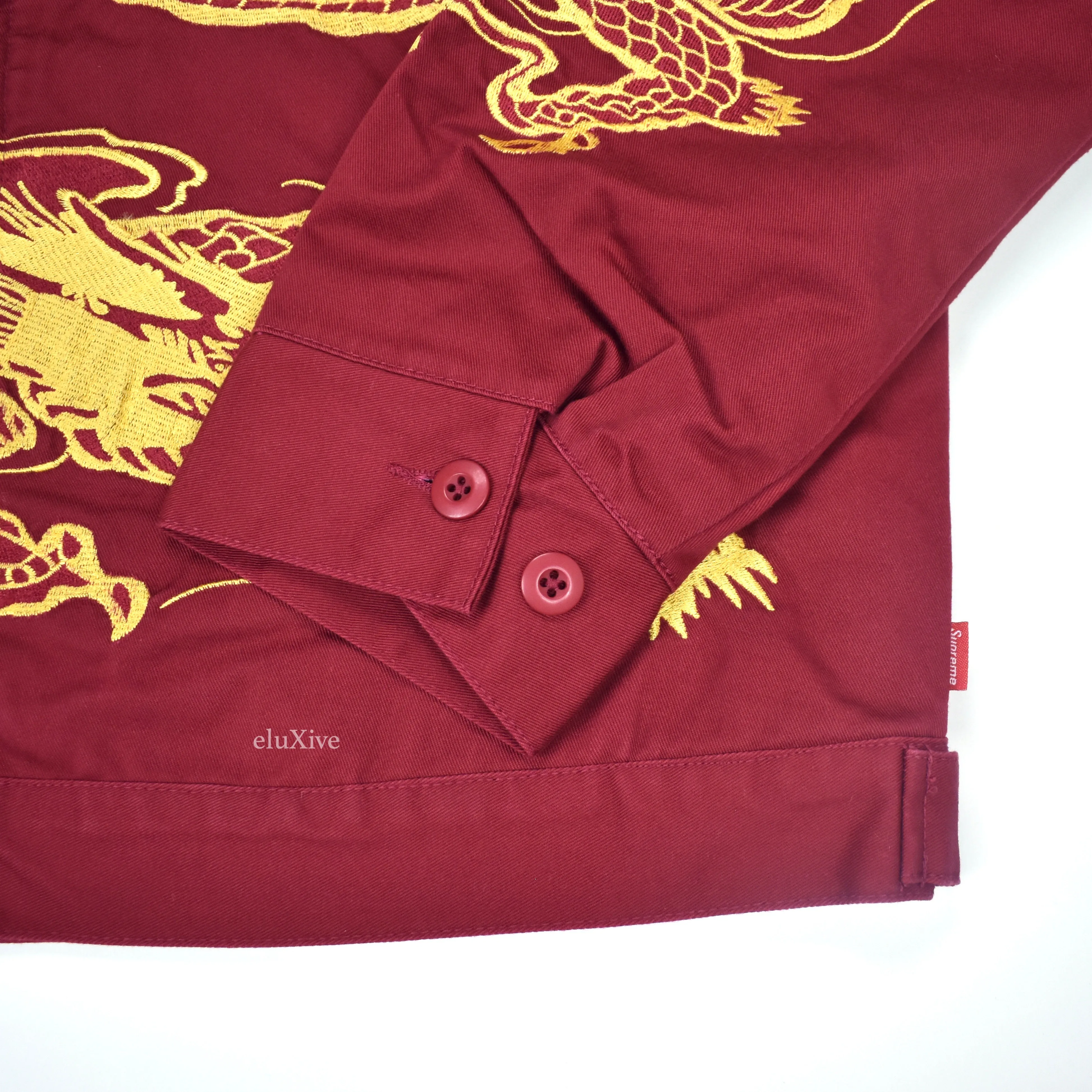 Supreme - Dark Red Dragon Embroidered Work Jacket