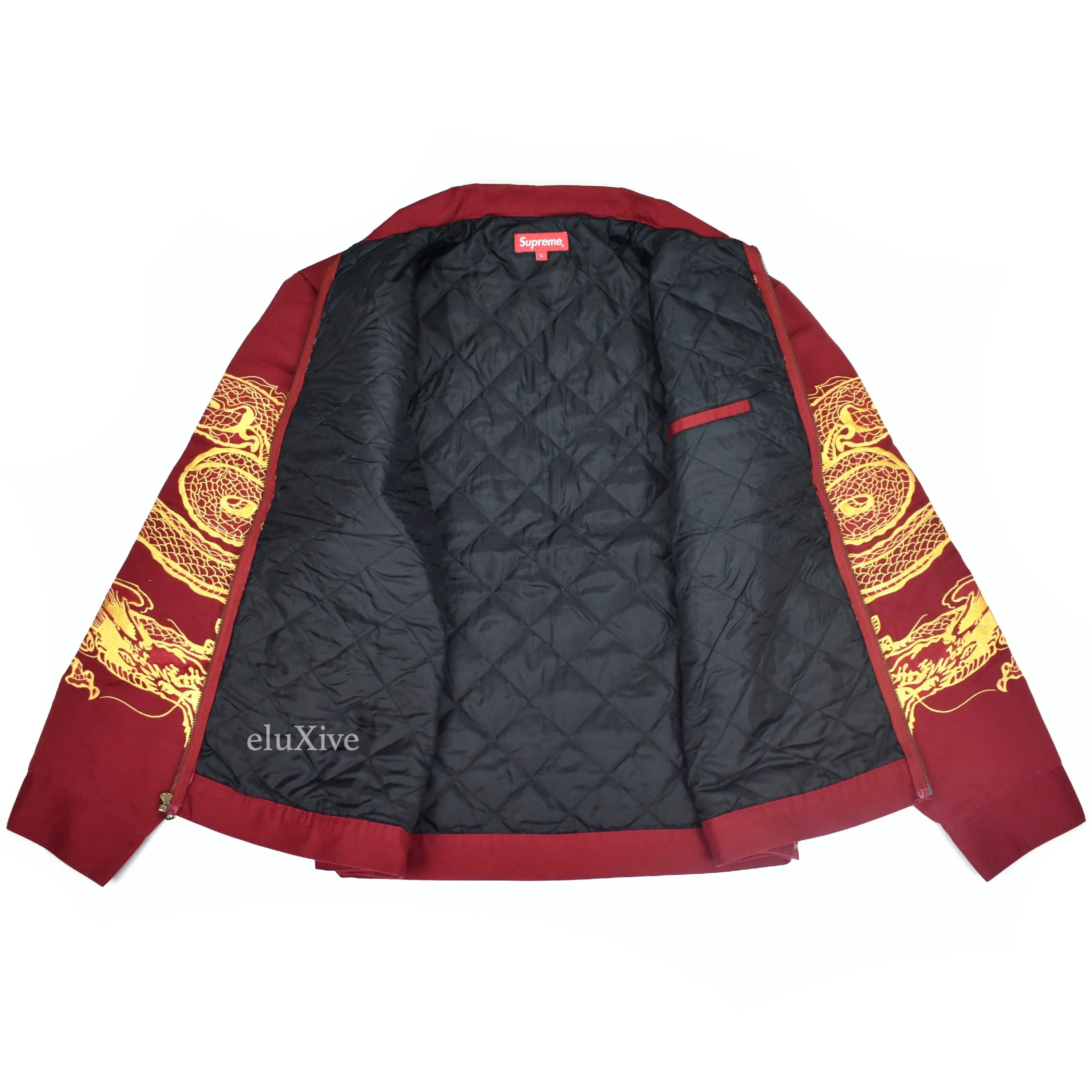 Supreme - Dark Red Dragon Embroidered Work Jacket