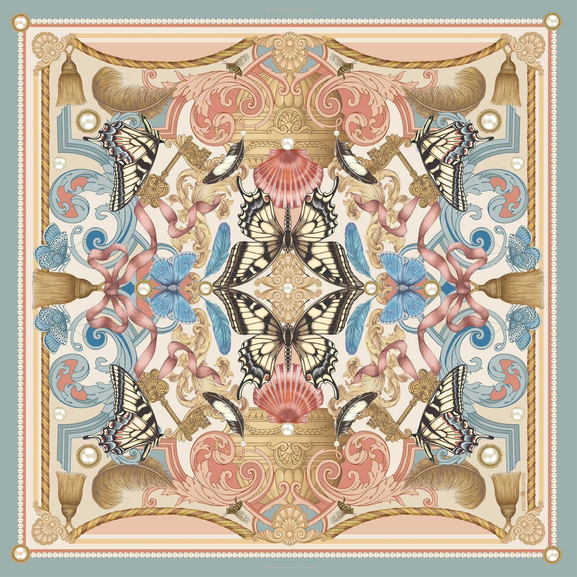 The Baroque Butterfly Silk Scarf | 65x65cm [Preorder]