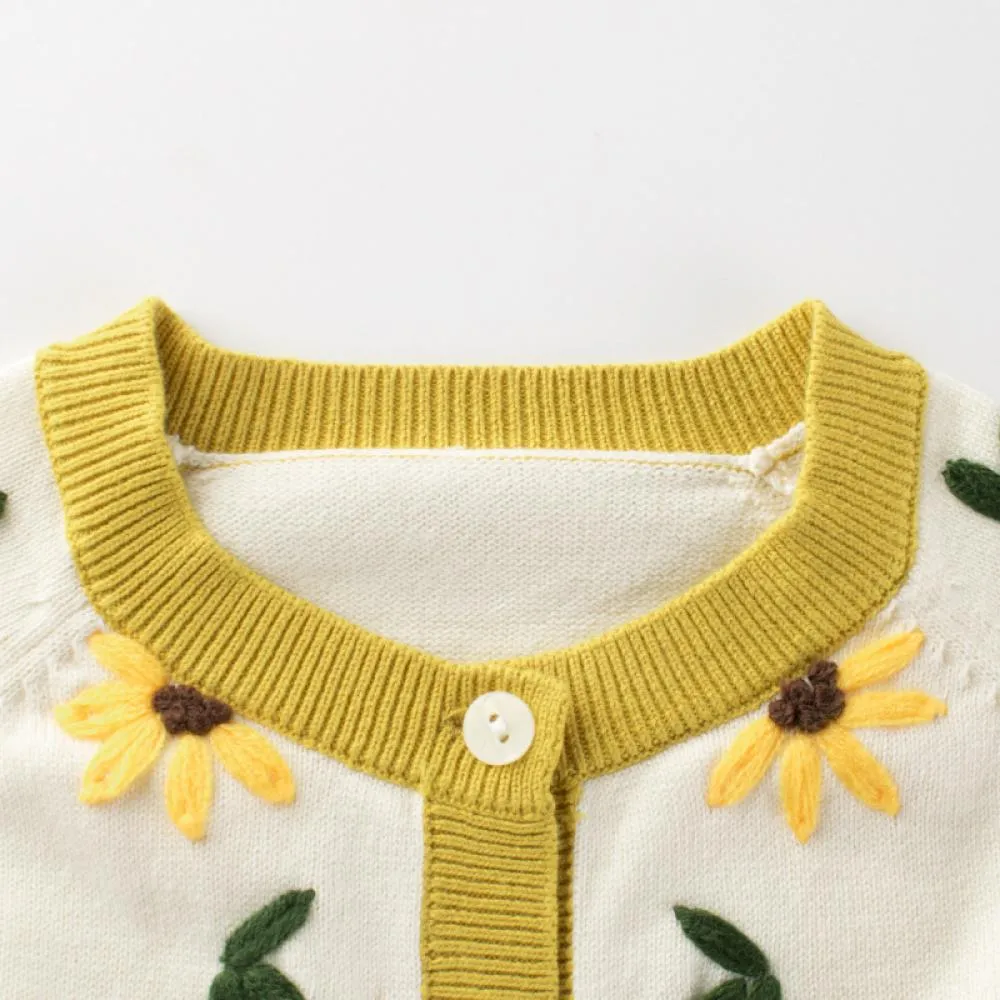 Toddler Girls' Autumn Flower Cardigan Coat Wholesale Girls Clothes