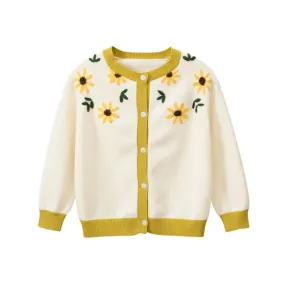 Toddler Girls' Autumn Flower Cardigan Coat Wholesale Girls Clothes