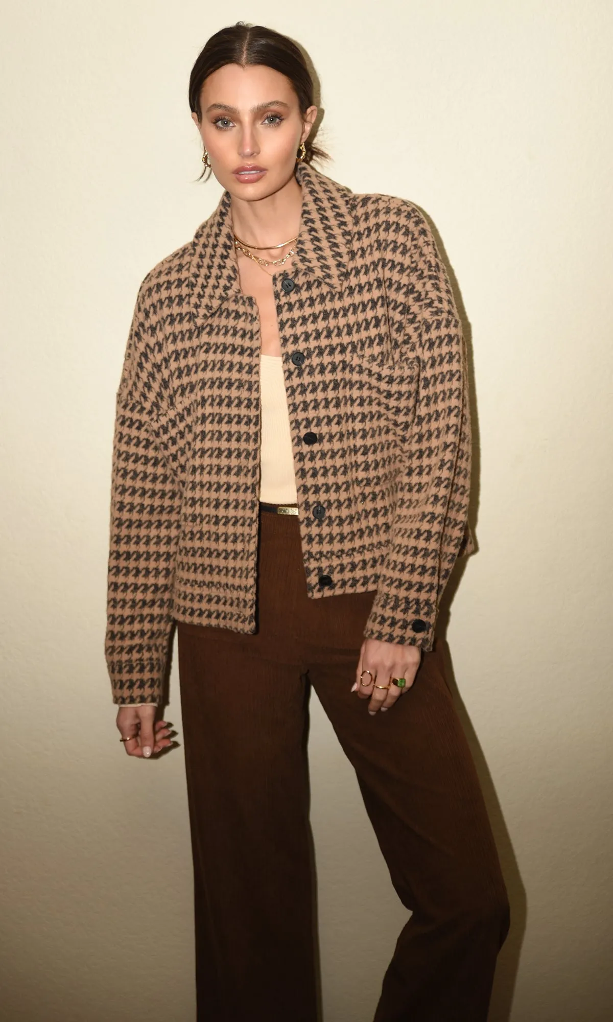 Tristan Houndstooth Cozy Knit Jacket