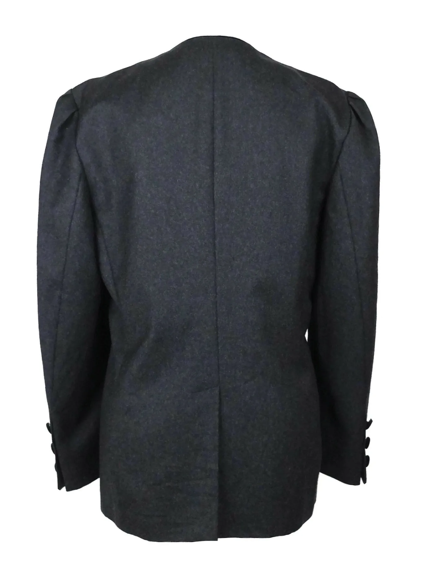 Vintage 80s Avant-Garde Grey Button Down Blazer Jacket with Black Velvet Buttons