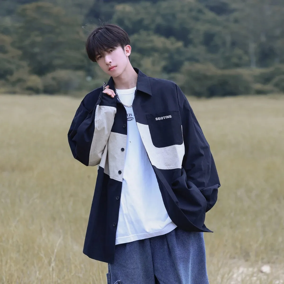 Wiaofellas Autumn New Hong Kong Fashion Brand Printed Men's Long Sleeve Shirt Handsome Men Clothing Daily Casual high-quality Overcoat