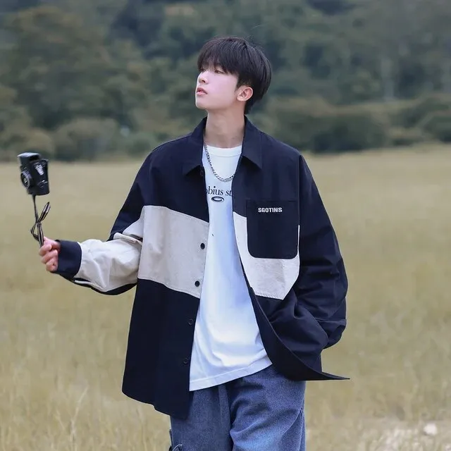 Wiaofellas Autumn New Hong Kong Fashion Brand Printed Men's Long Sleeve Shirt Handsome Men Clothing Daily Casual high-quality Overcoat