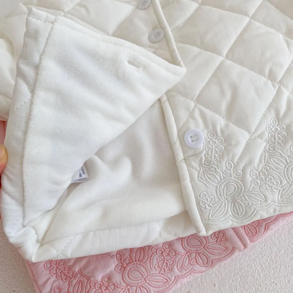 Winter Baby Girl Padded Jacket Thick Embroidered Cardigan Coat Wholesale Girls Clothes